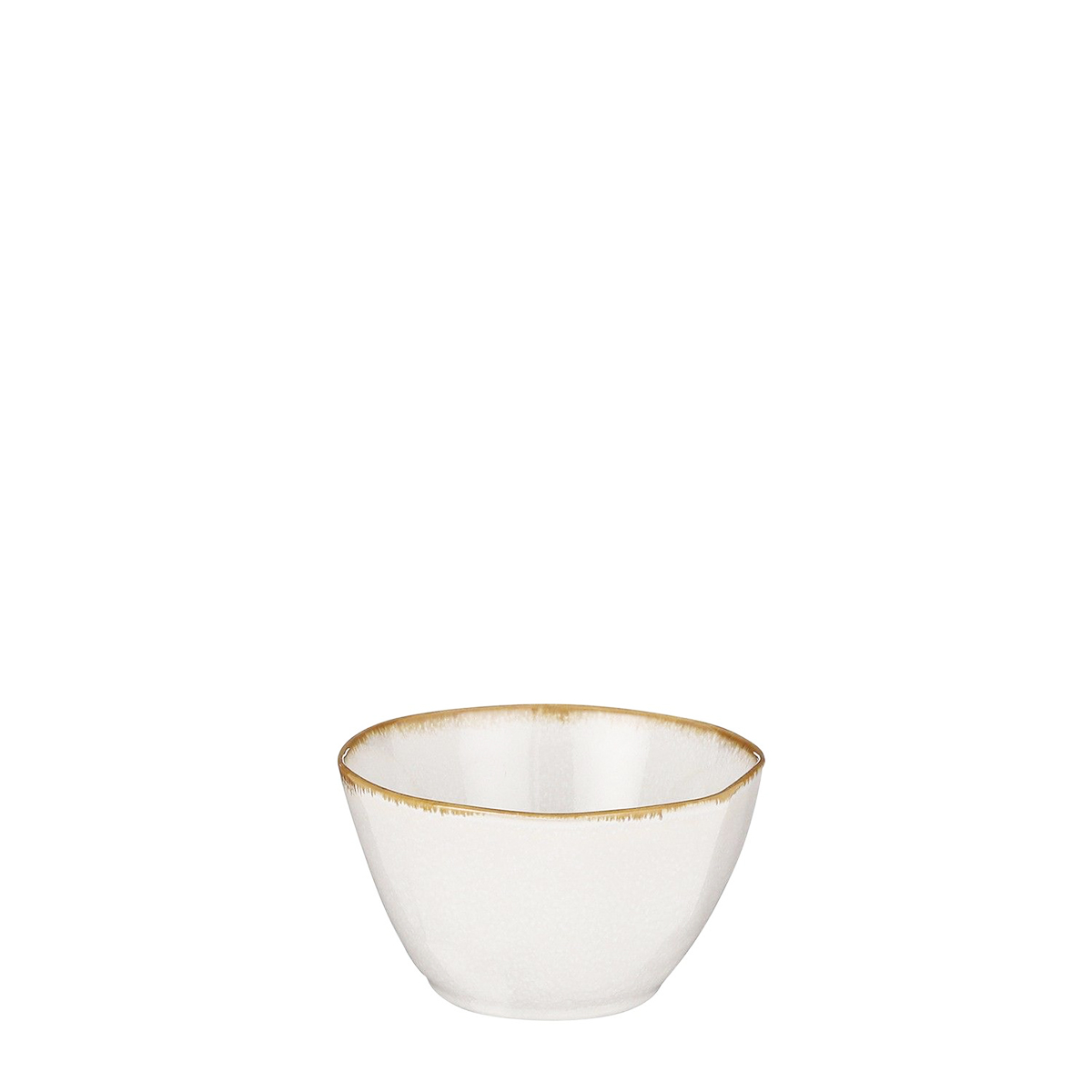 Keramik Schale, Tabo, handgefertigt, weiß, Rand braun, 5x11cm, Mica Decorations