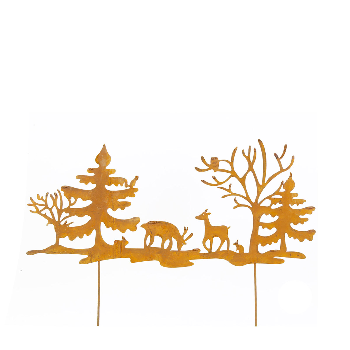 Deko Pflanzenstecker, Wald und Hirsche, used look, 35x16cm, Rost