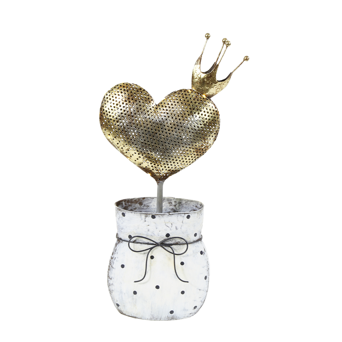 Deko LED Metallherz, Herz gold/weiß, 24x74cm