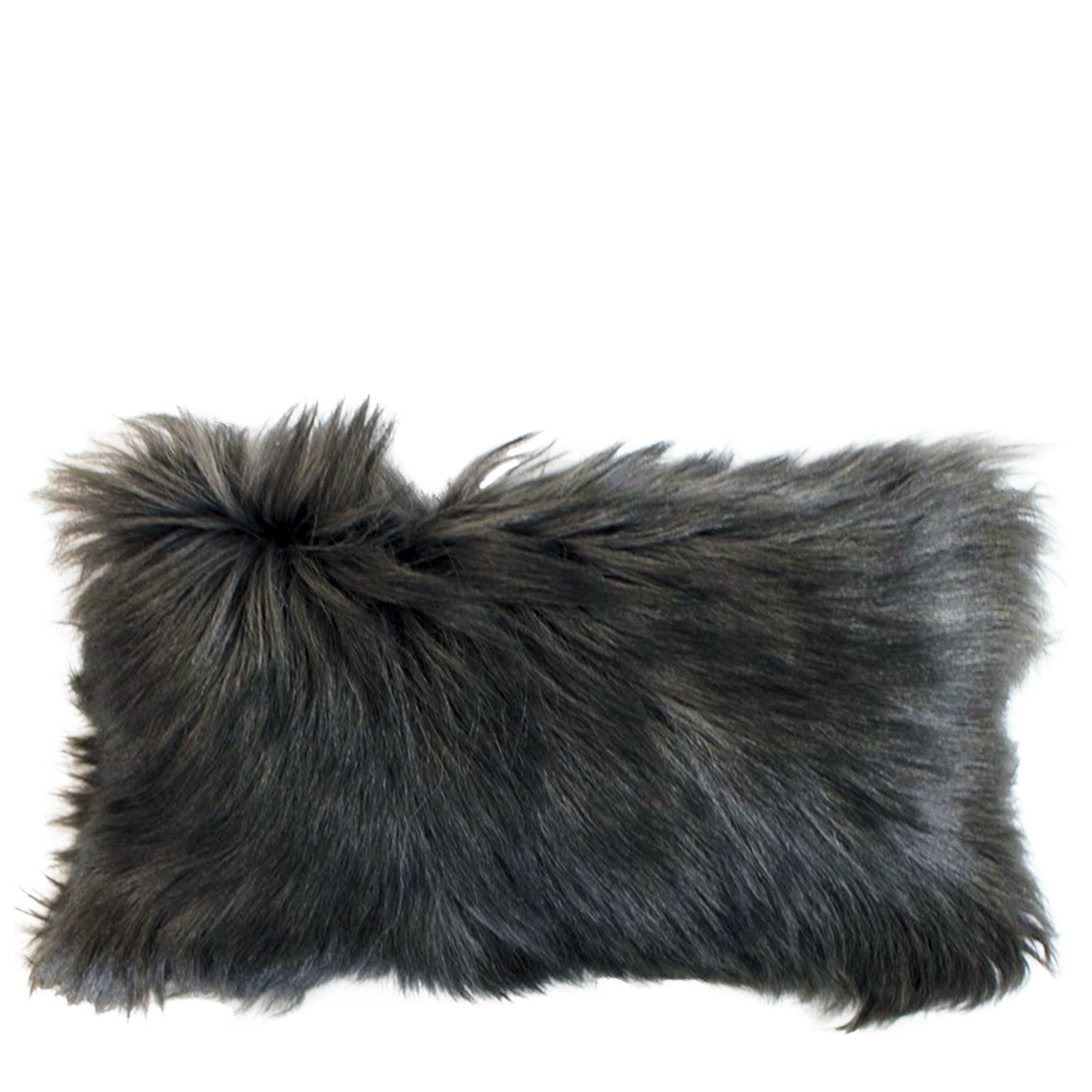 Fellkissen Ziege, Kissen Ziegenhaar, graphit grau, 30x50cm, Mars & More