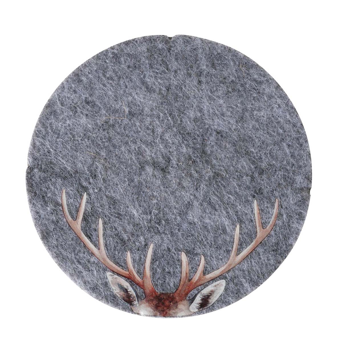 Filz Untersetzer Hirsch Aspen, Hirschgeweih, dunkelgrau, Ø10cm, 6tlg, Boltze Home Collections