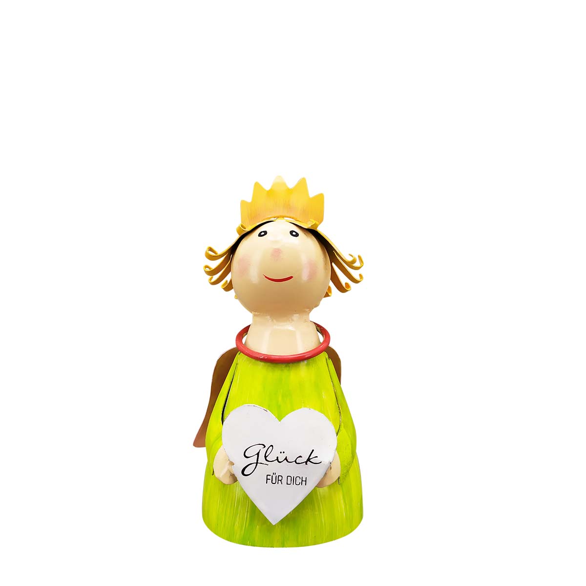 Zaunhocker Engel, Schutzengel mit Schild: Glück für dich, 9x16cm, Metall