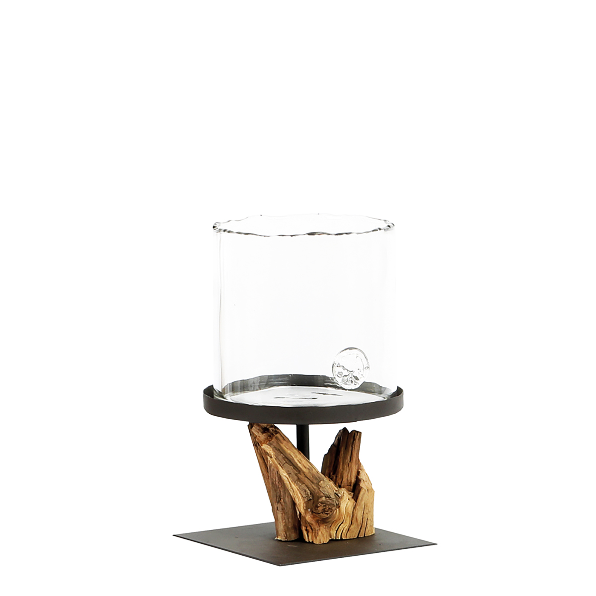 Holz Windlicht Raisa Jamilia, 25cm, Naturholz, WMG Grünberger