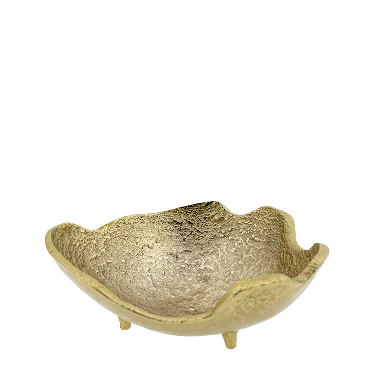 Deko Metallschale gold, Schale auf Füsse, gewellter Rand, gold,  25x25cm, Alpi