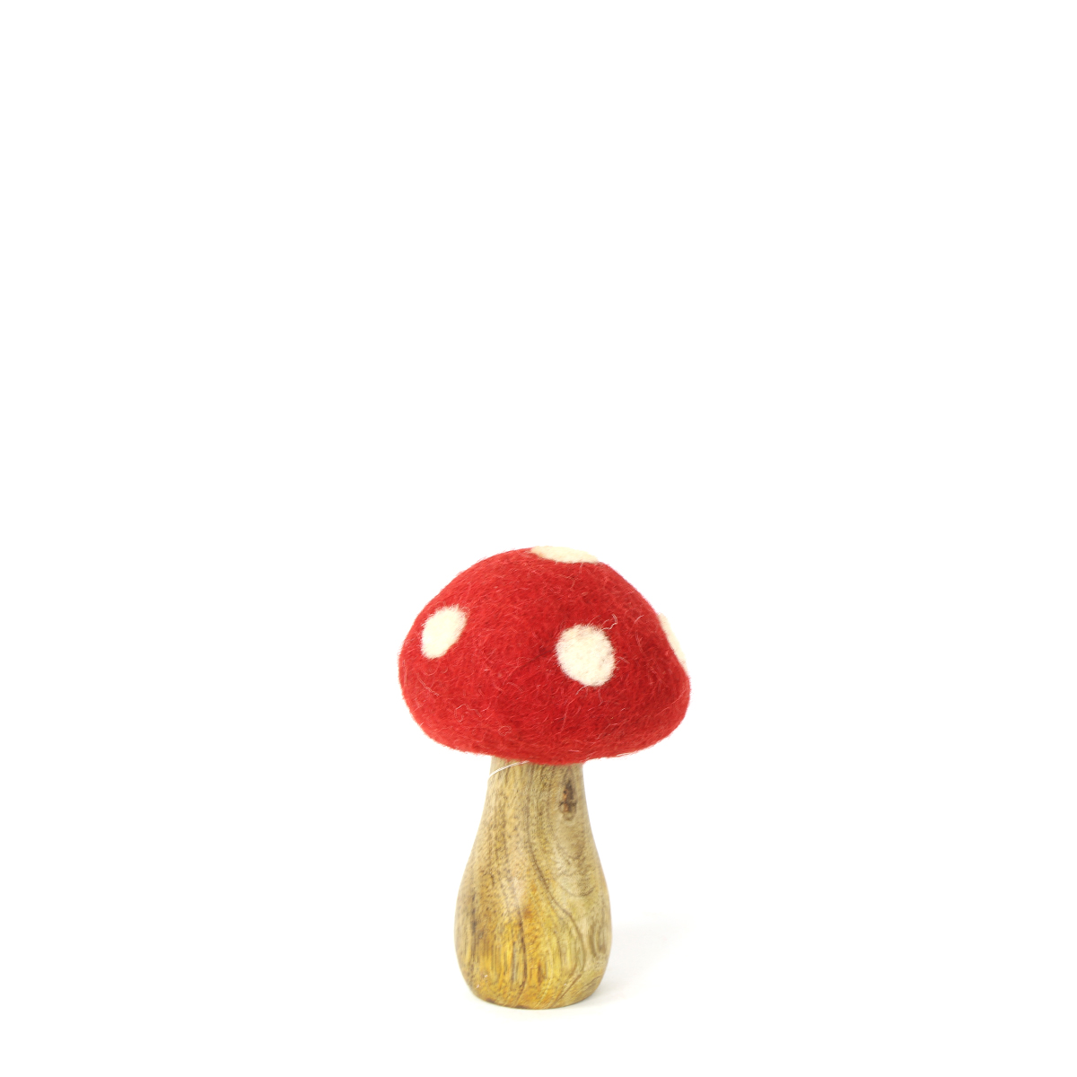 Deko Pilz, Fliegenpilz aus Filz und Naturholz, 12cm