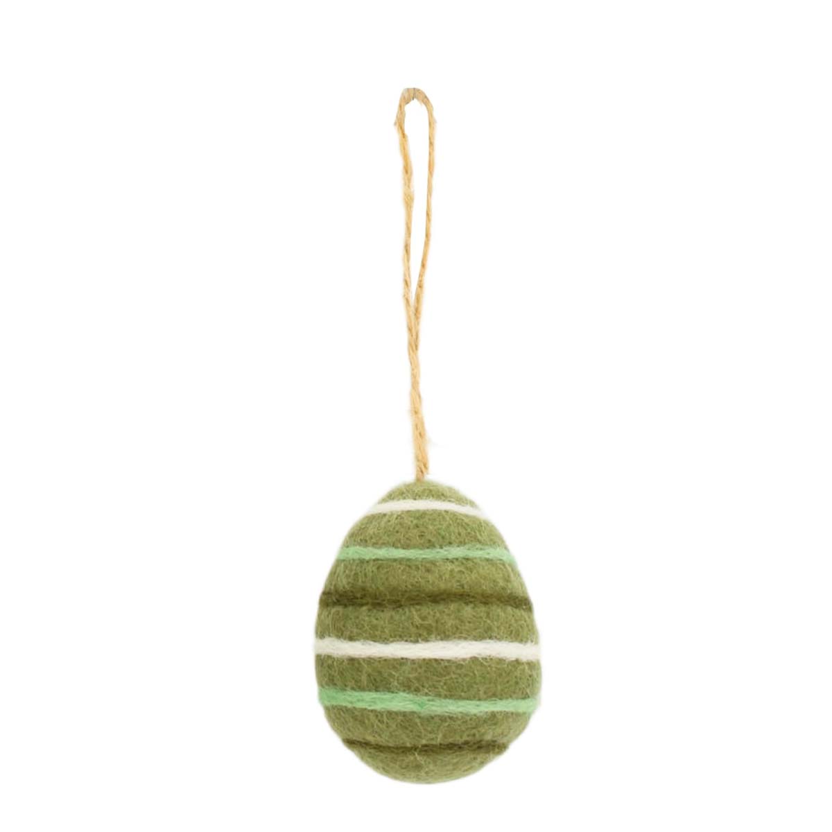 Deko Ei, Osterei aus Filz, dunklegrün mit Ringel, 5x7cm, Hänger, DIJK Natural Collections