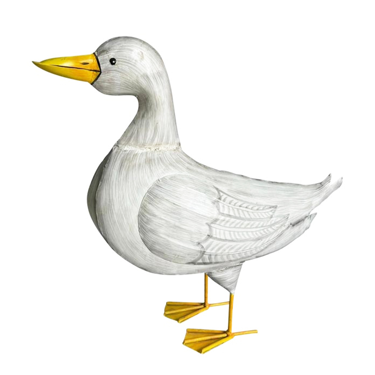 Deko Ente, Metallente weiß-grau, 65x70cm, Metall