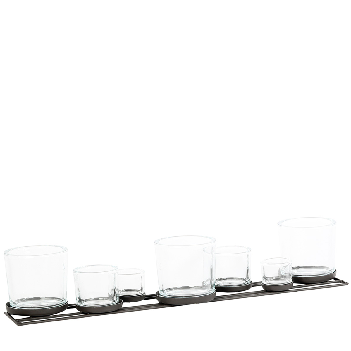 Eisen Windlicht Lincoln nieder, 7 Gläser, 70cm, dunkles grau, WMG Grünberger