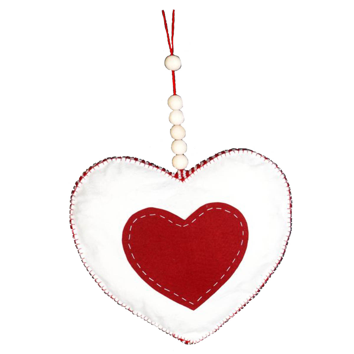 Filz Herz weiß 33cm, Hänger