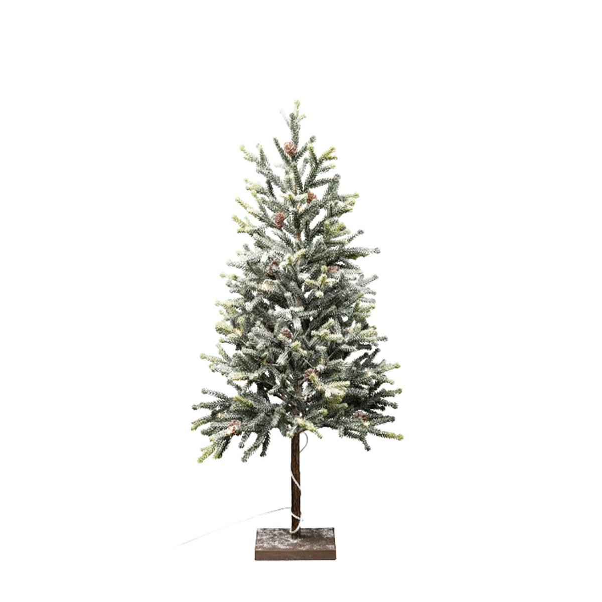 Deko Tannenbaum mit Zapfen, gefrosteter LED Tannenbaum auf Eisenfuß, 27 LED, 65cm