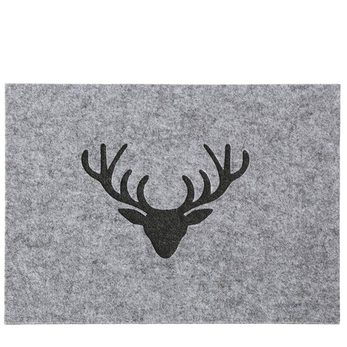 Filz Tischset Tjark mit Hirschkopf grau 45x35cm, Boltze