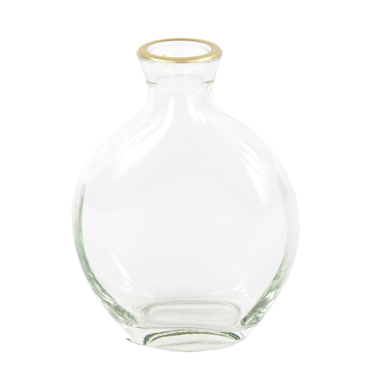 Deko Blumenvase, ovale Vase klar mit dünnem Goldrand, 5x11cm