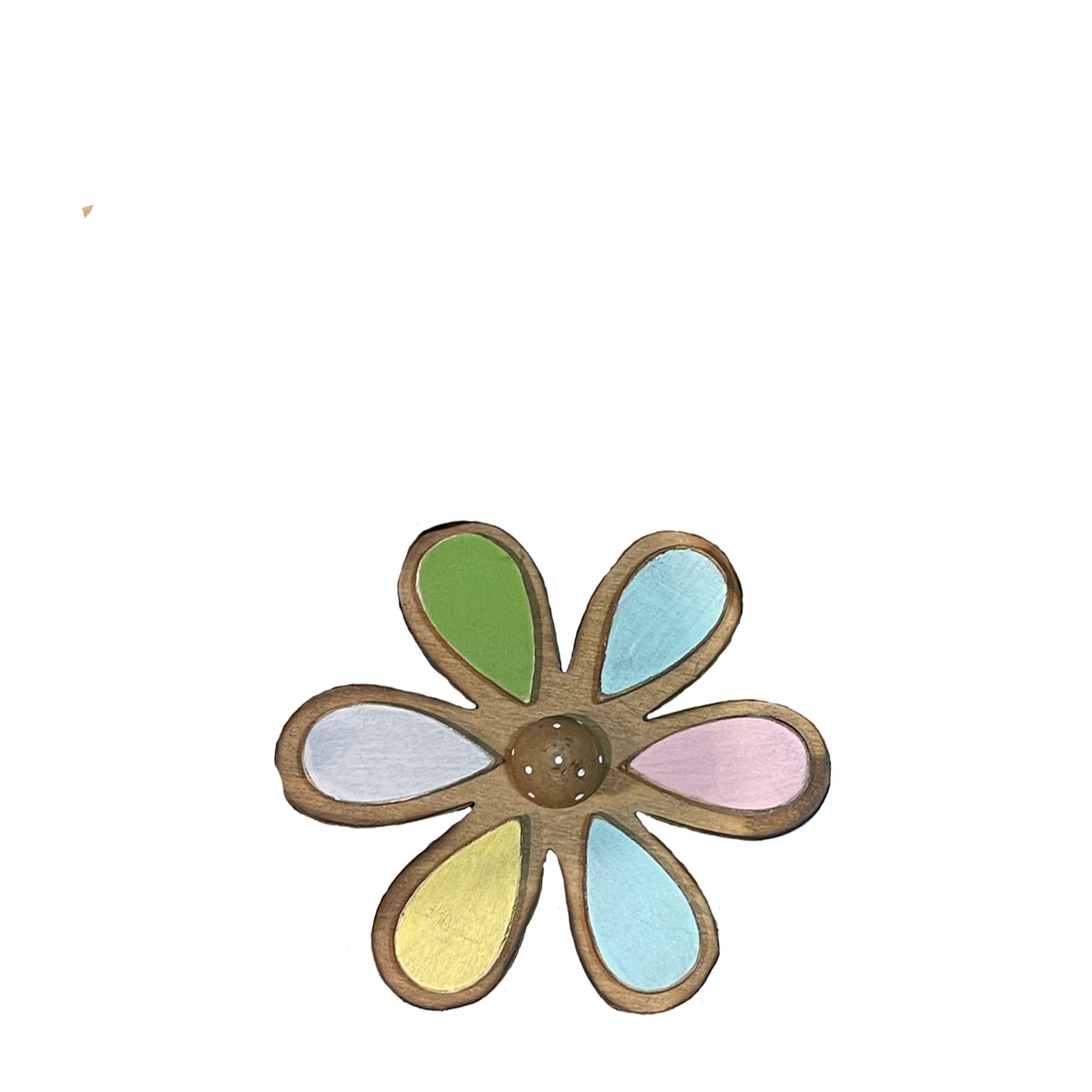 Deko Blume, Holzblume mit bunten Blütenblättern, 17cm, Hänger