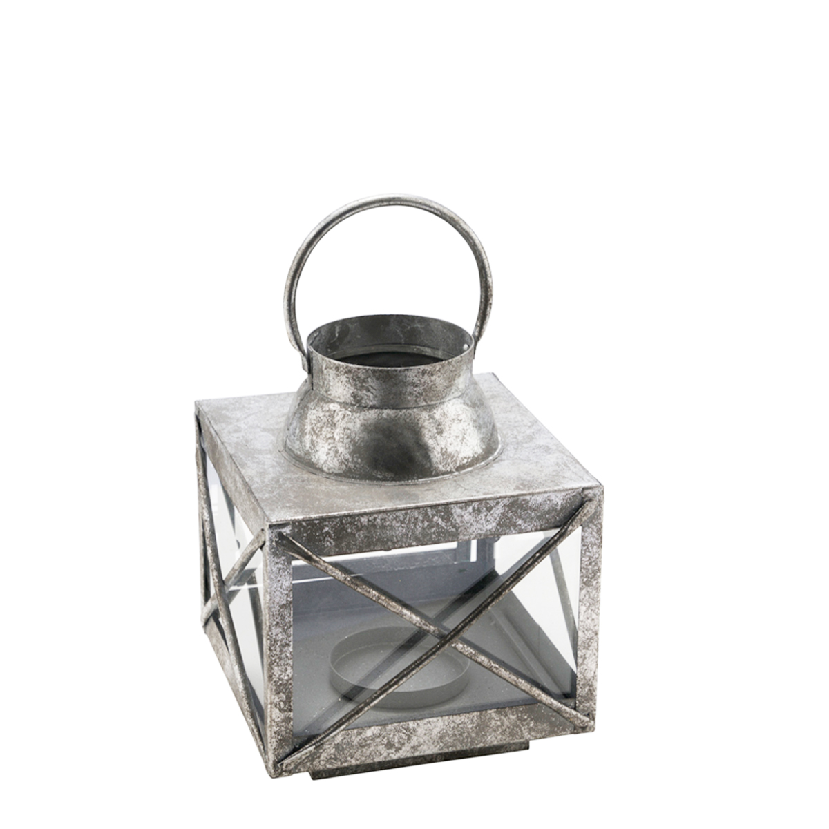 Laterne mit Henkel antik silber 20x26cm