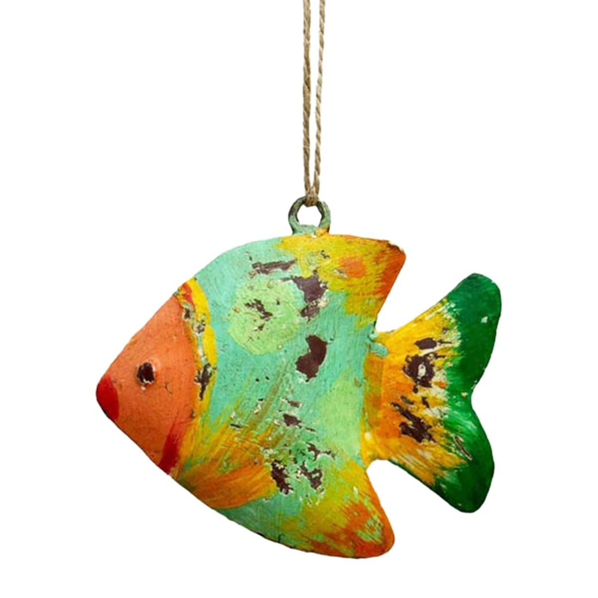 Deko Fisch, Metallfisch bunt, 9x8cm, Hänger