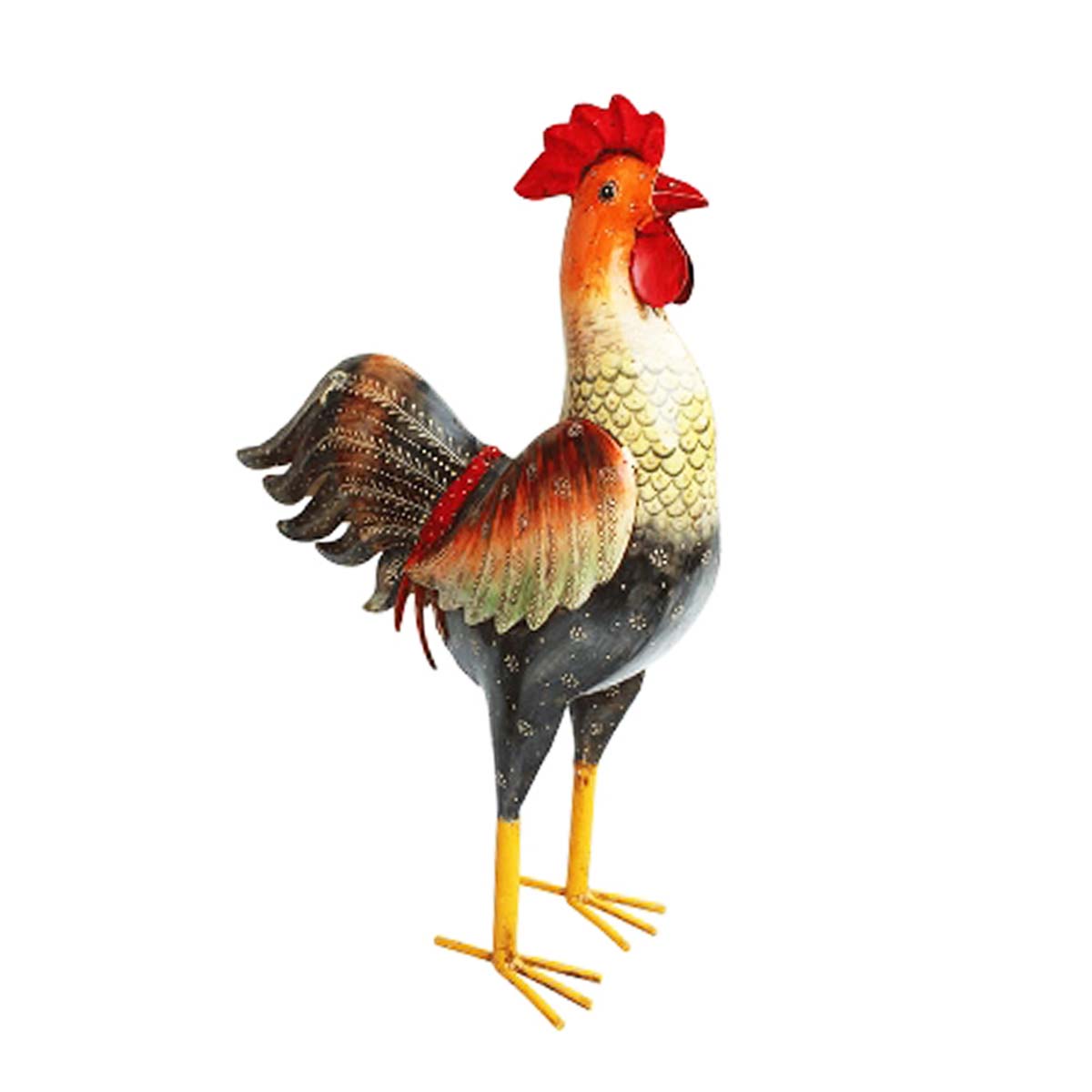 Deko Hahn, Metallhahn schwarz/gelb, 47x66cm, Metall