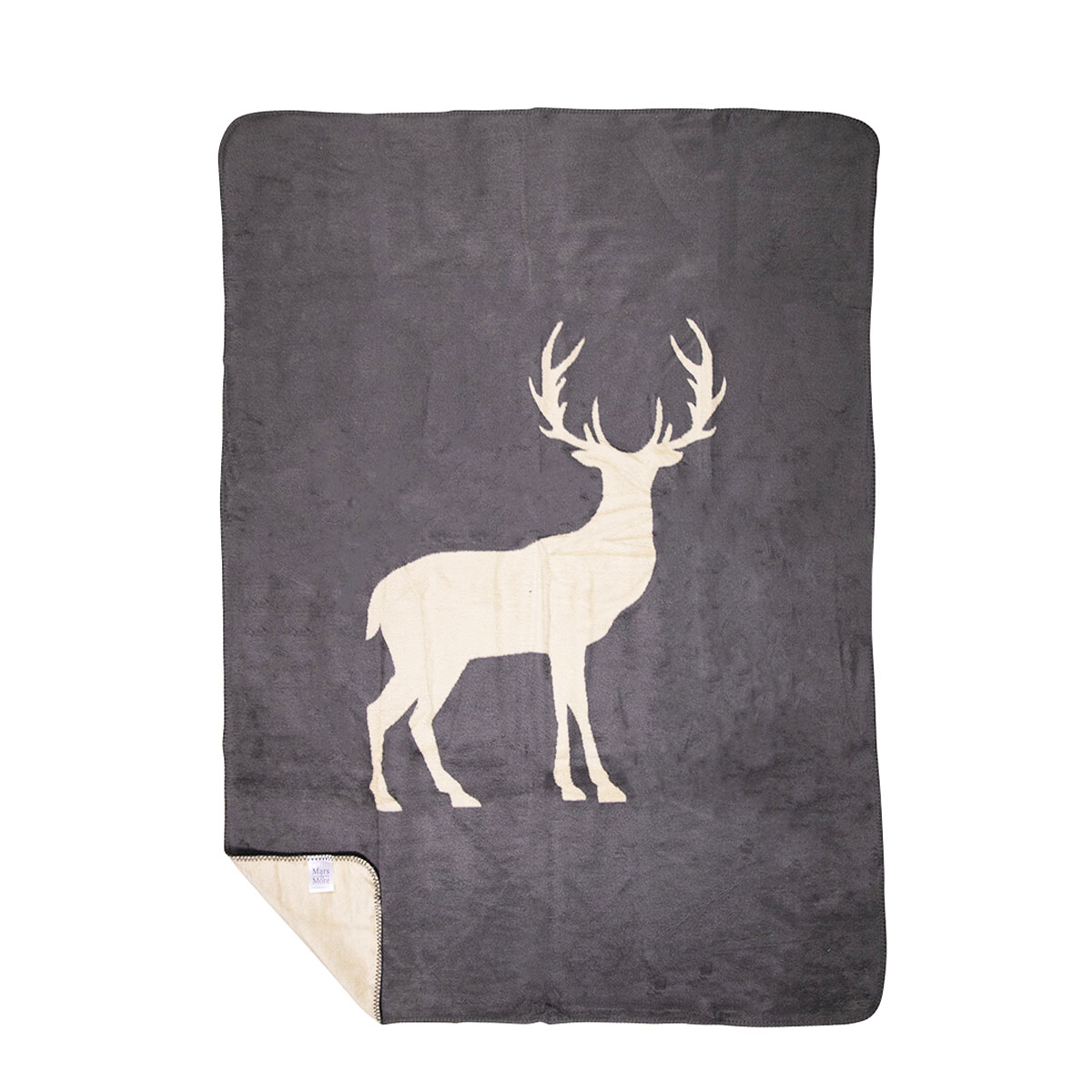Fleece Decke Hirsch, stehender Hirsch, 130x180cm, Mars & More