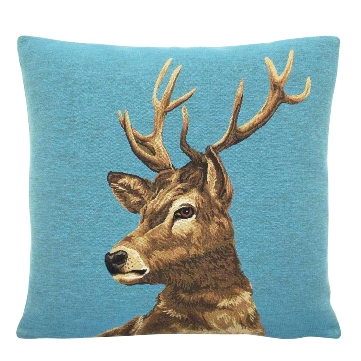 Gobelin Kissen, Hirsch links, türkis, 45x45cm, Mars & More