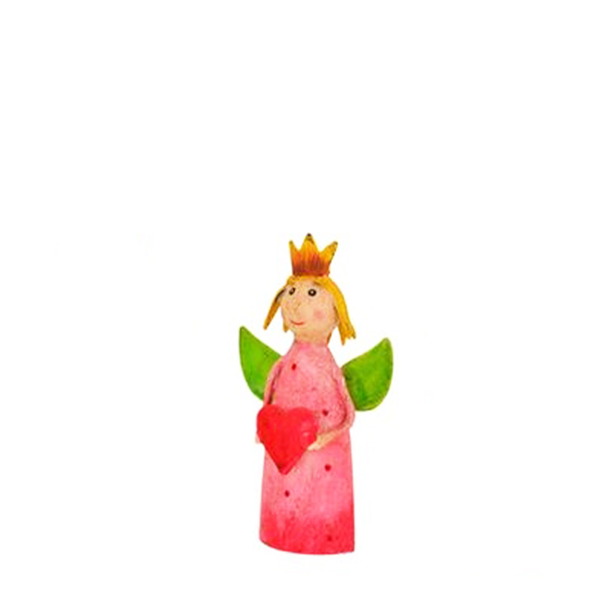 Zaunhocker Engel, Schutzengel mit Stern, rosa-rot getupft, 7x10cm, Metall