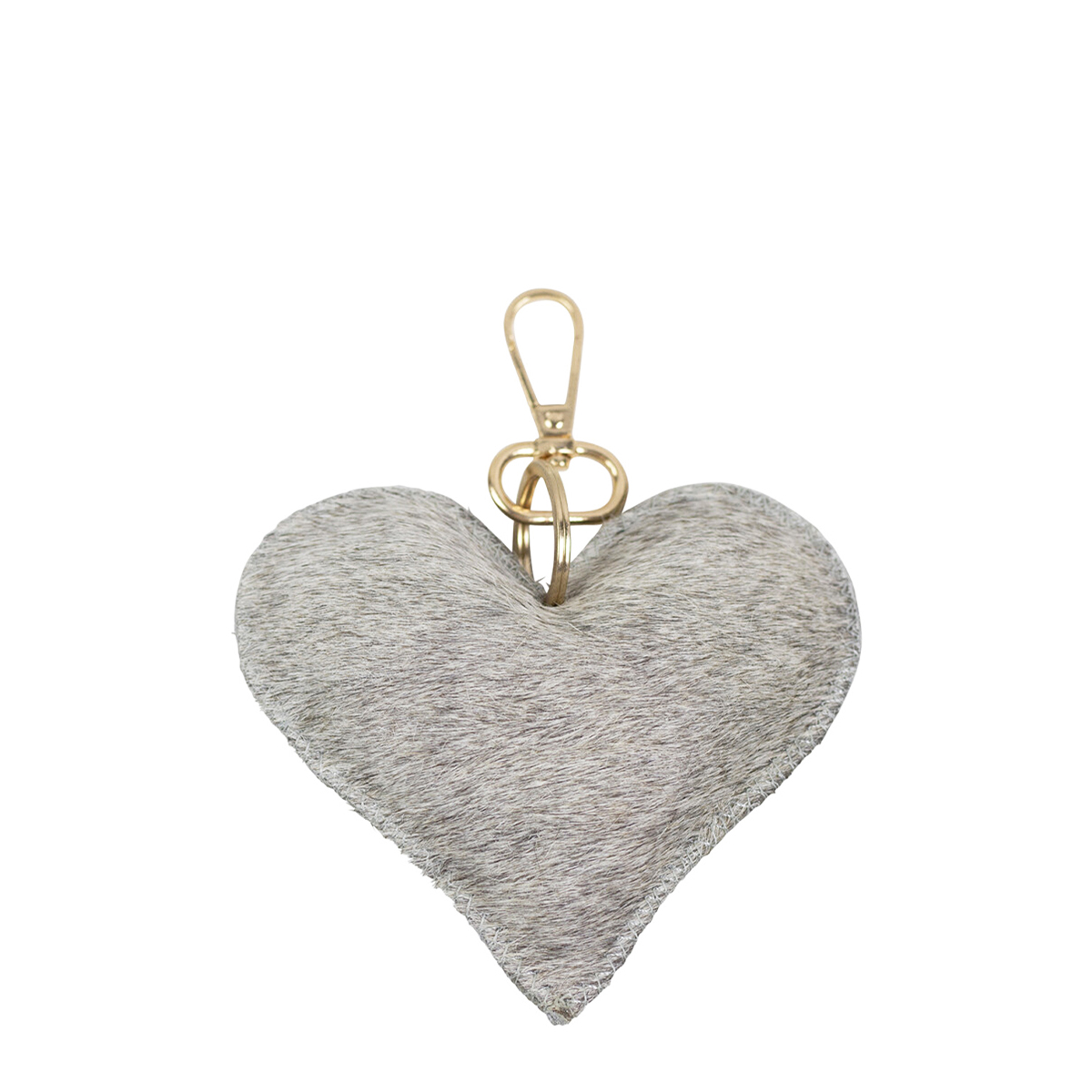 Fell Schlüsselanhänger, Herz, grau, 11x10cm, Mars & More