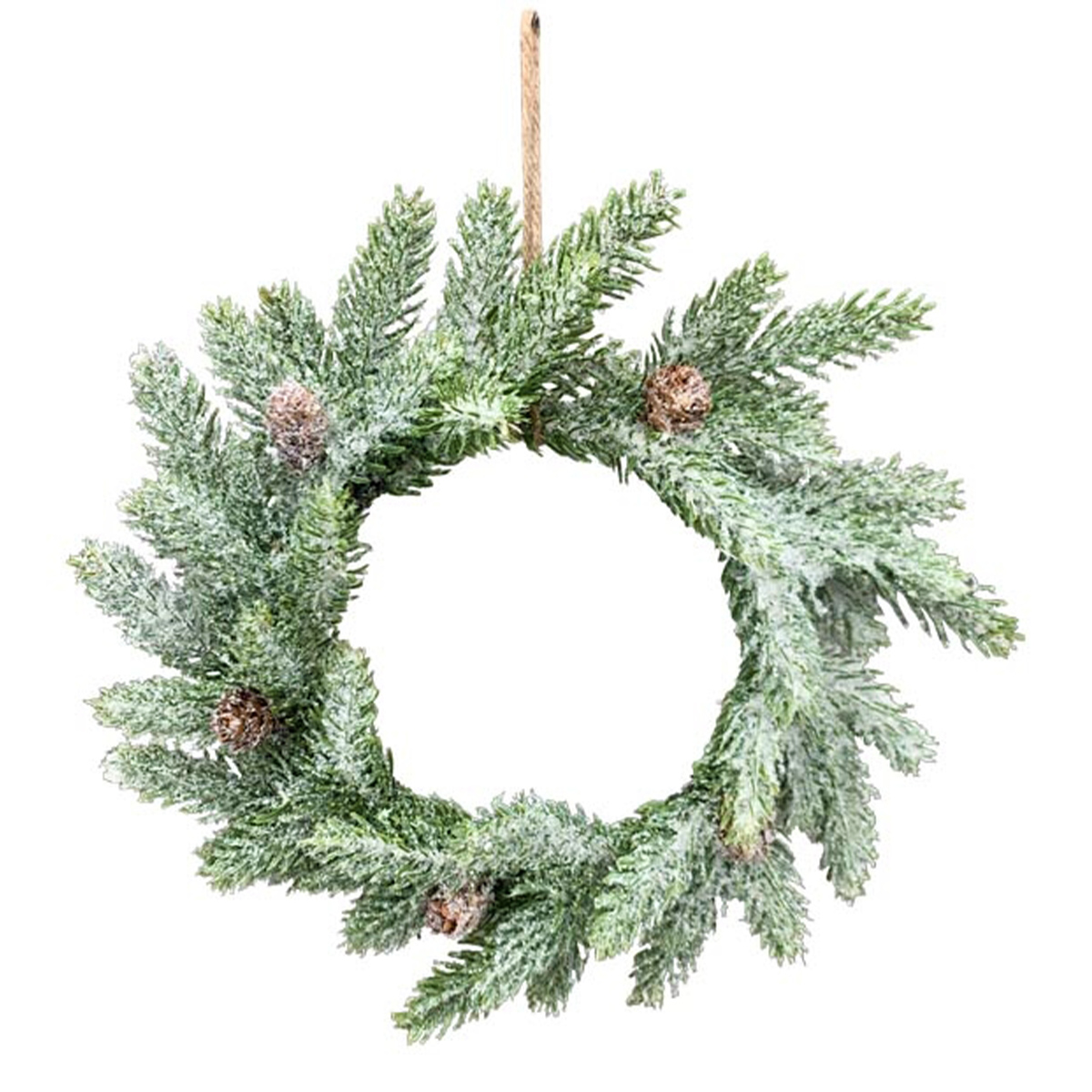 Deko Kranz beschneit, Kranz mit Zapfen, Ø26cm, Kunststoff, Hänger