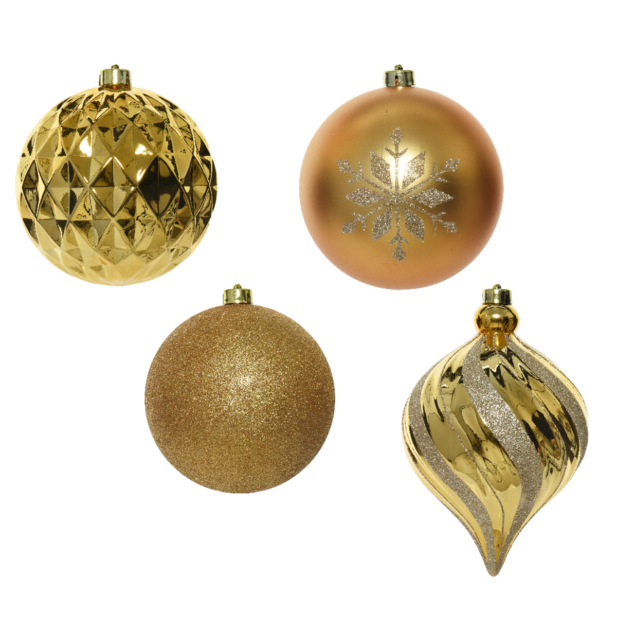 Weihnachtskugeln bruchfest gold, Christbaumkugeln gold 6St/Box, Ø15cm, Kaemingk