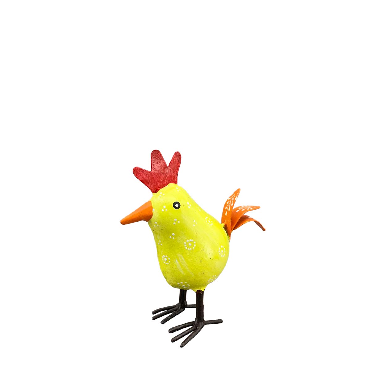 Deko Hahn, Metallhahn gelb, 11x12cm, Metall