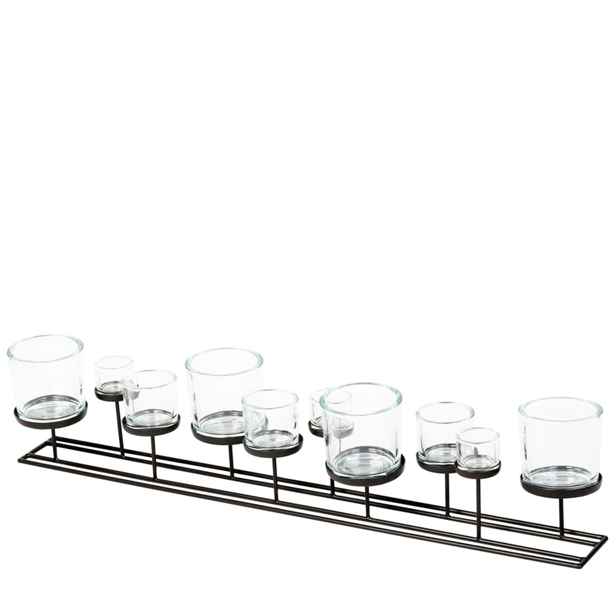 Eisen Windlicht Lincoln hoch, 10 Gläser, 100cm, dunkles grau, WMG Grünberger