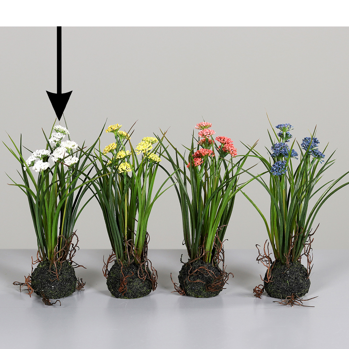 Deko Kunstpflanze Wiesenblume, Wiesenblumen weiß mit Erdballen, 22cm, DPI GmbH