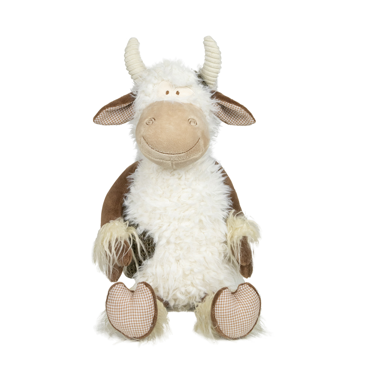 Deko Kuh, Kuh aus Plüsch, creme-braun, 25cm, Mars & More