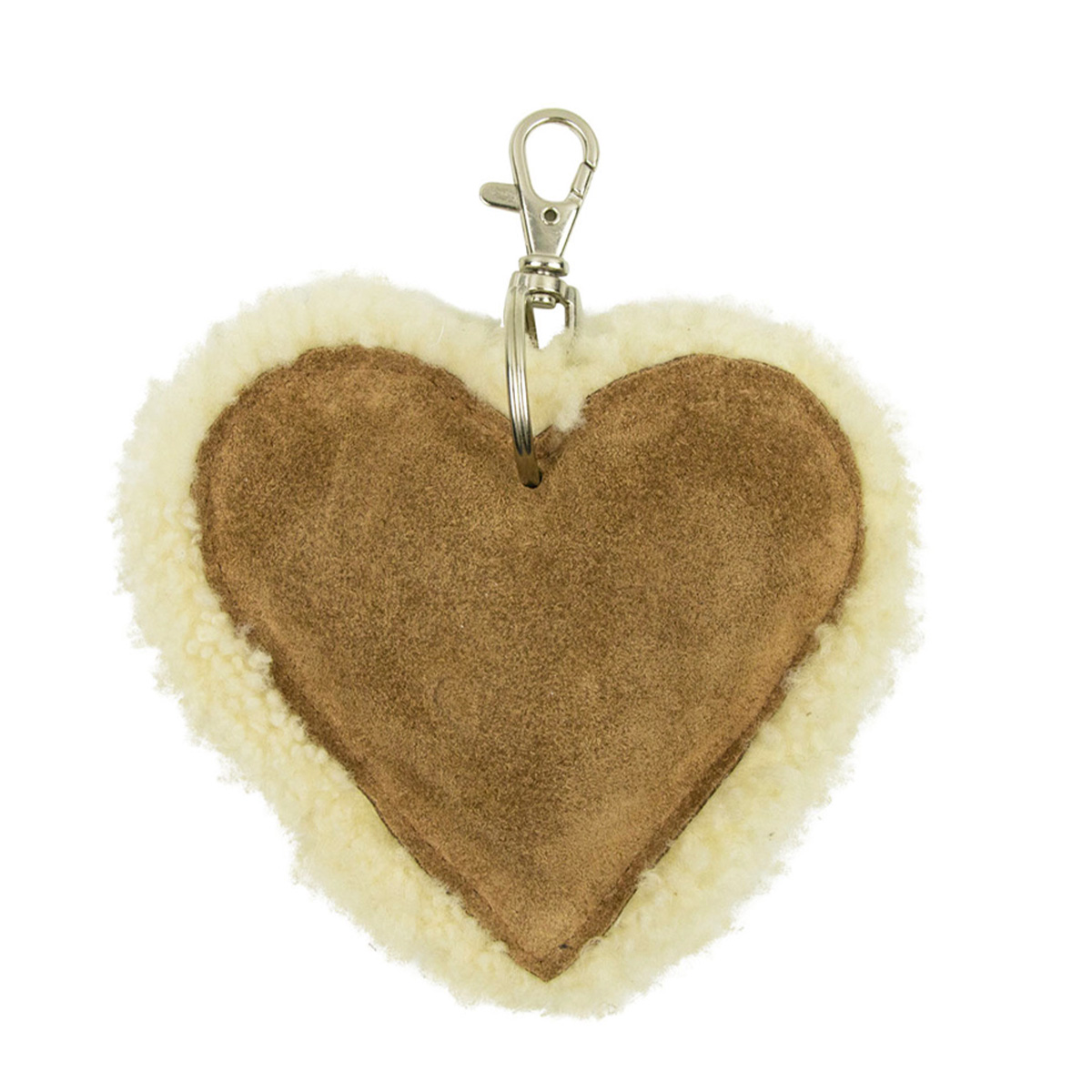 Schlüsselanhänger Herz, Herz aus Leder und Plüsch, 10x11cm, Mars & More