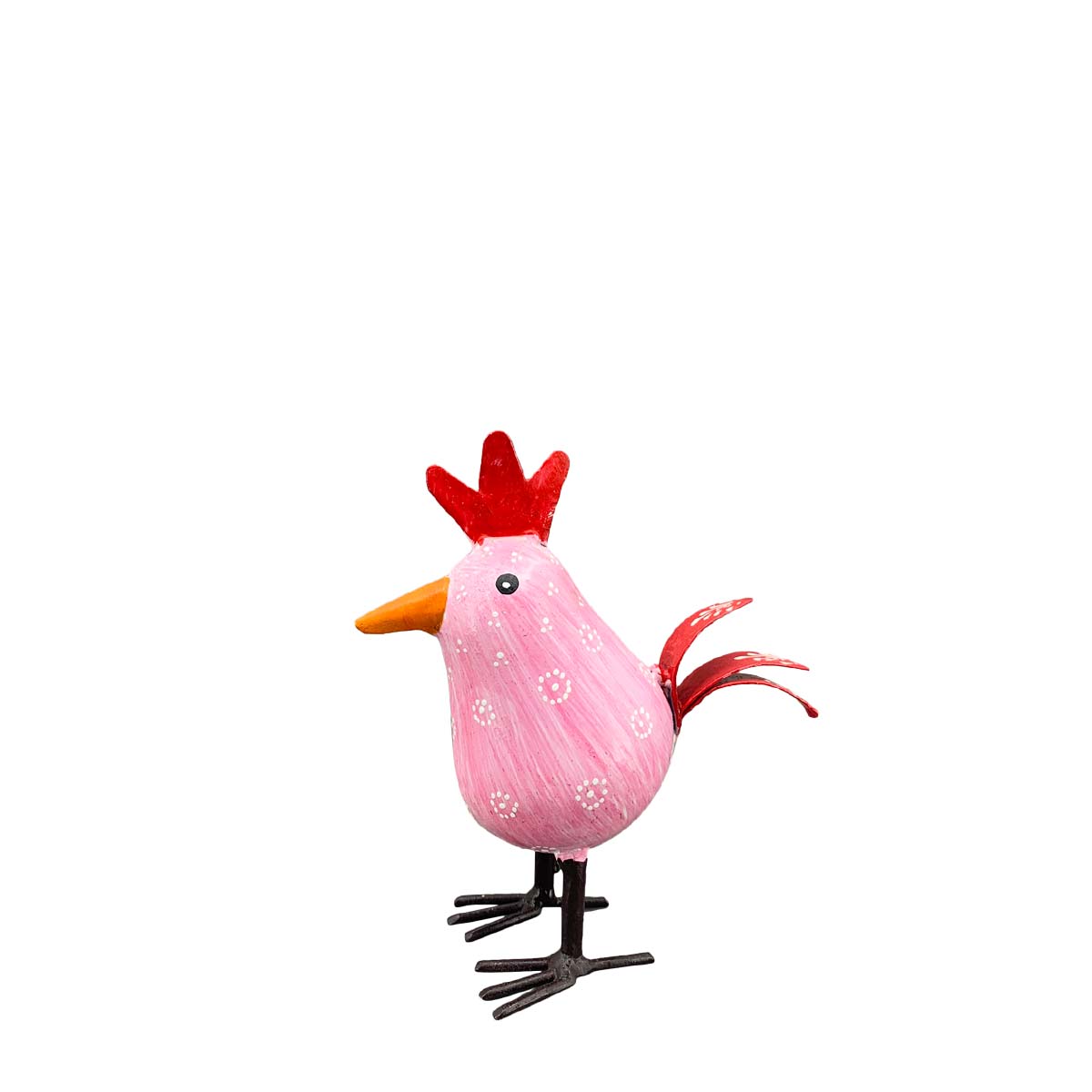 Deko Hahn, Metallhahn rosa, 11x12cm, Metall