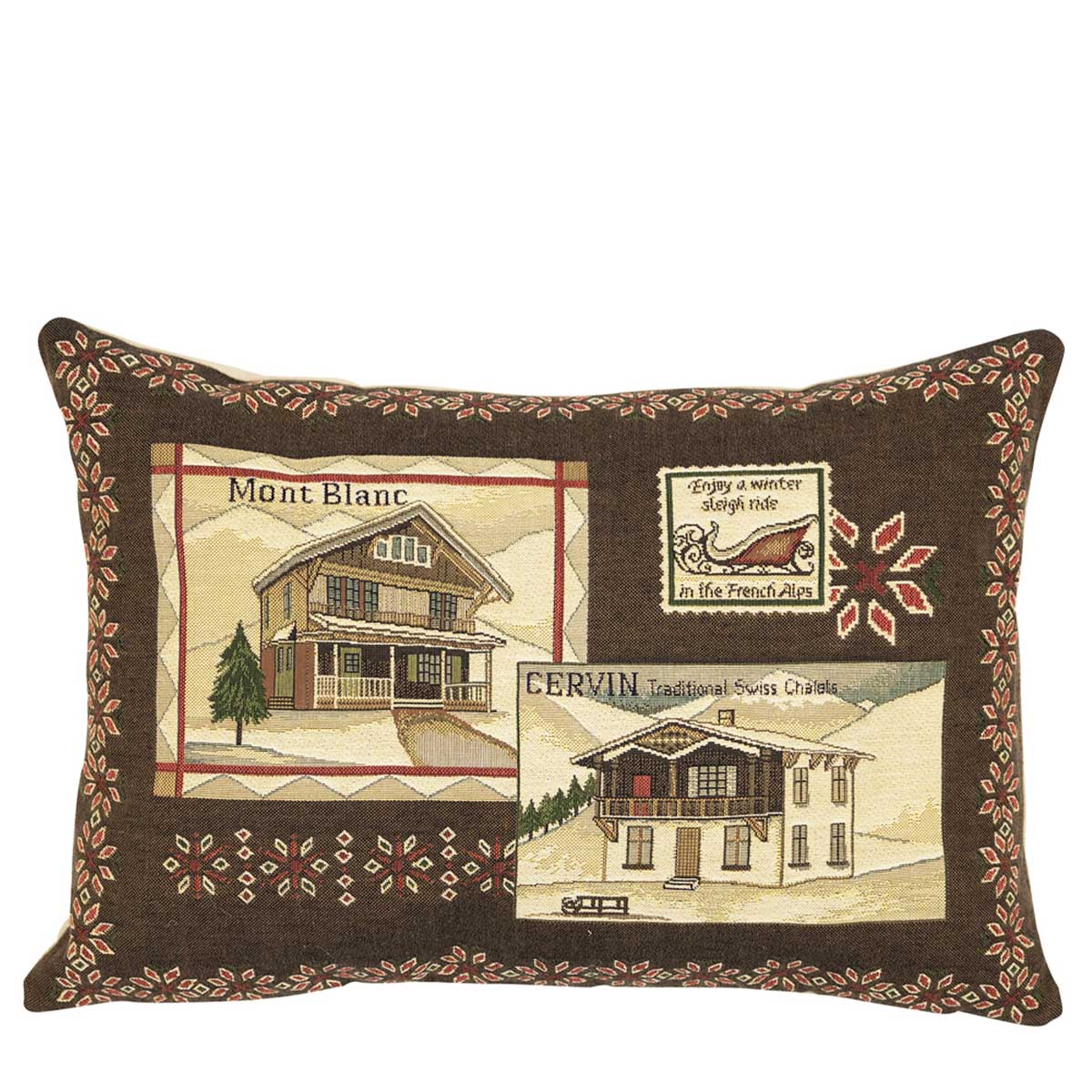 Gobelin Kissen, Alpen Mont Blanc, braun/beige, 30x45cm, Mars & More