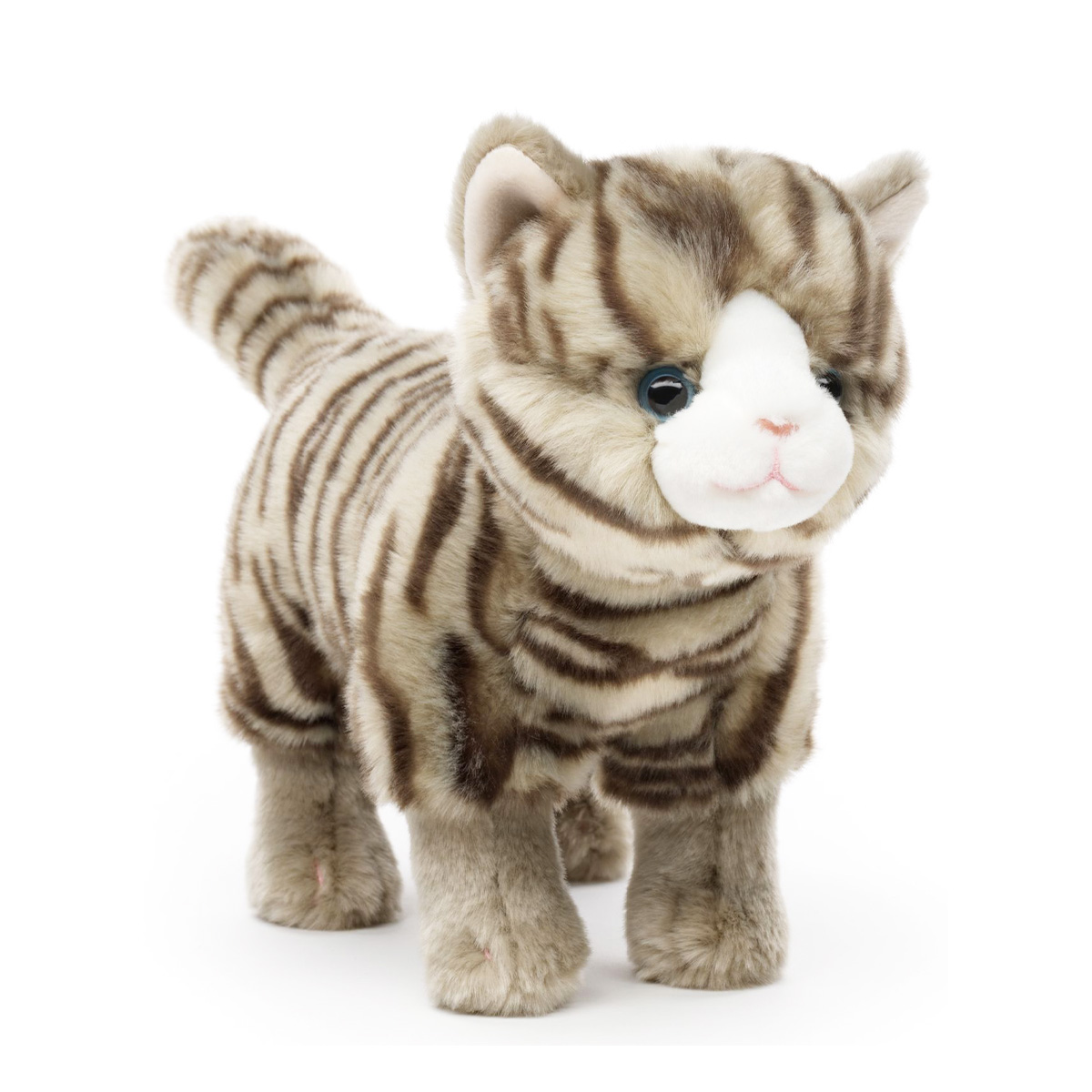 Plüschtier Katze, Kätzchen getigert, grau-beige, 27cm, Uni Toys