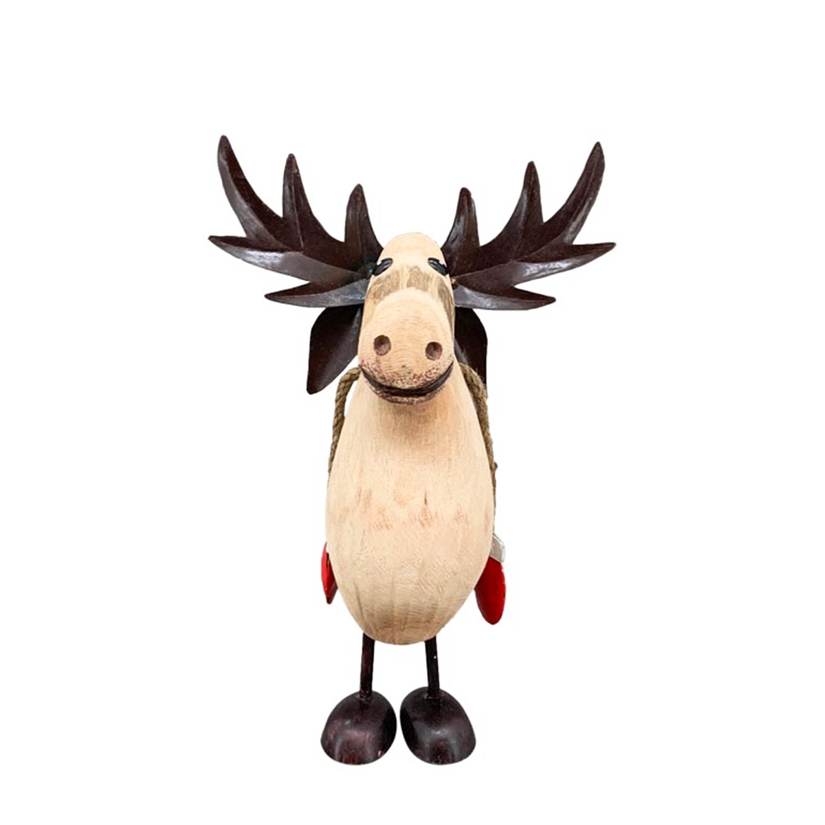 Deko Elch, Holzelch mit Handschuhe, 14x27cm