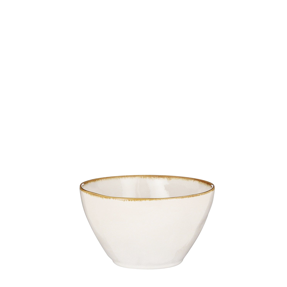 Keramik Schüssel, Tabo, handgefertigt, weiß, Rand braun, 6x14cm, Mica Decorations