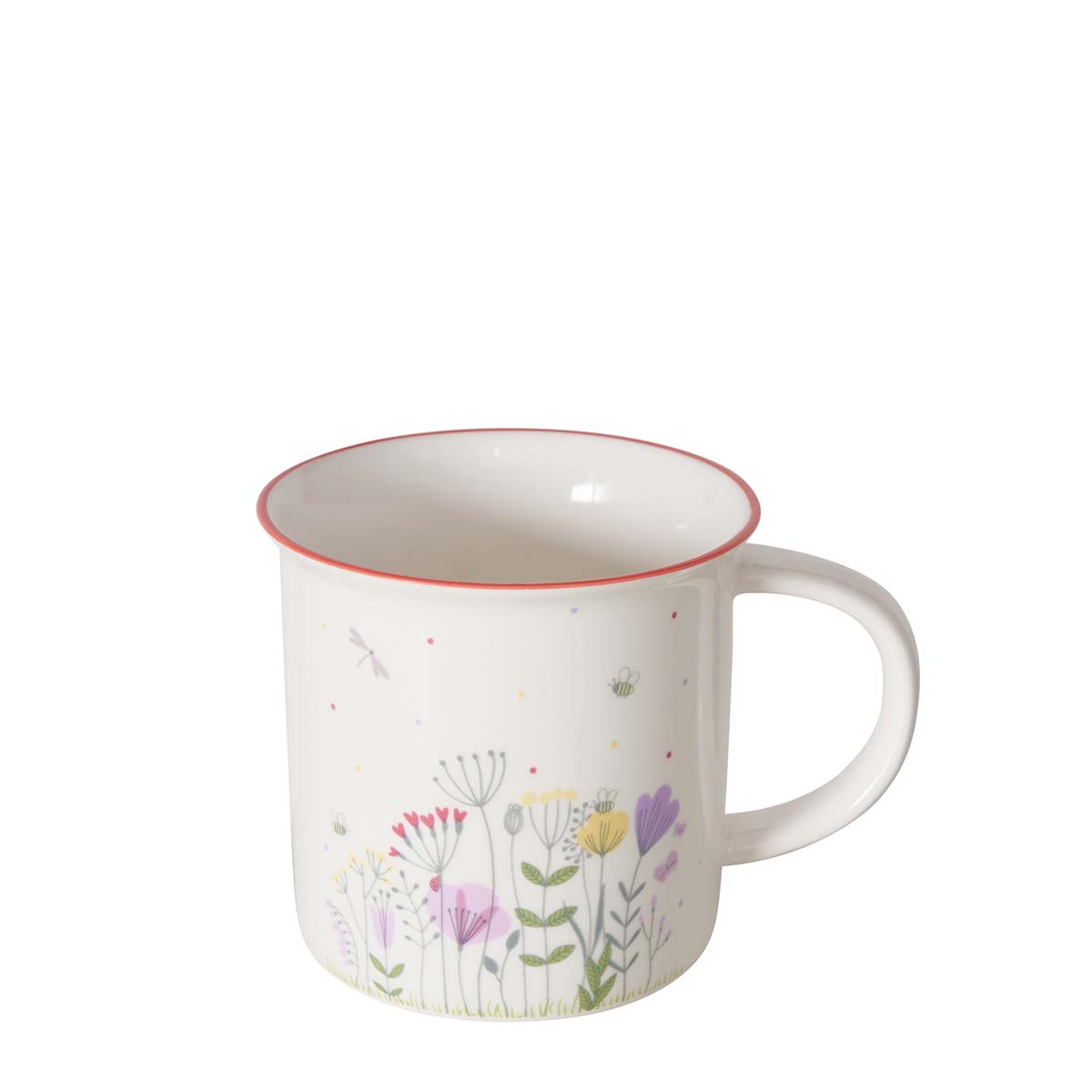 Becher Florina mit Blumen, Becher mit Henkel, Blumenmuster, 370cml, Boltze Home Collections