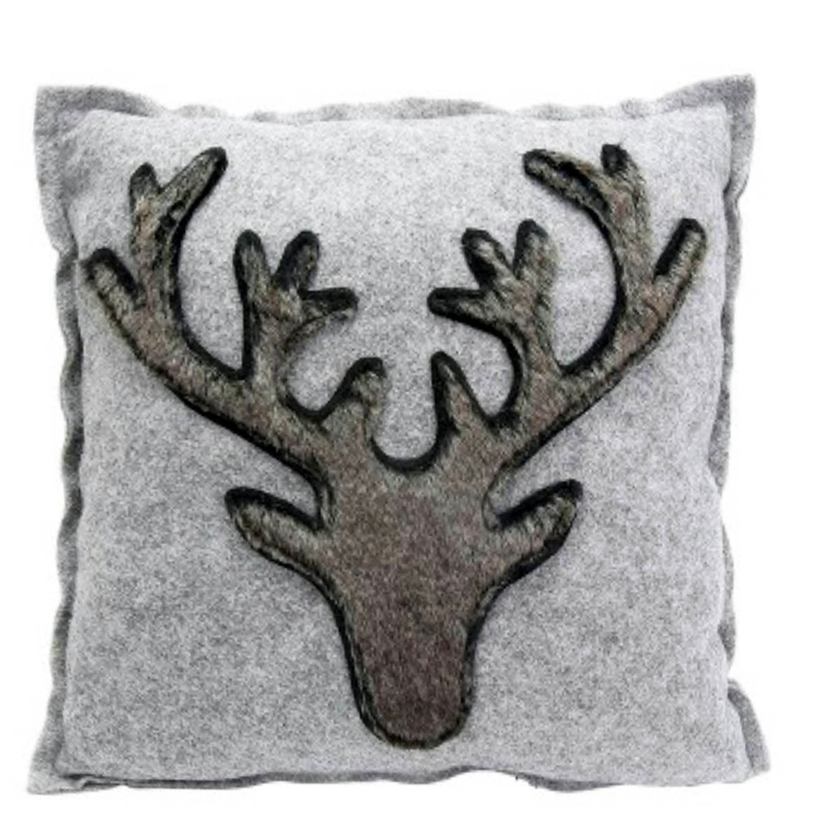 Filz Kissen Hirsch, Plüsch Hirschkopf, 45x45cm, Gilde