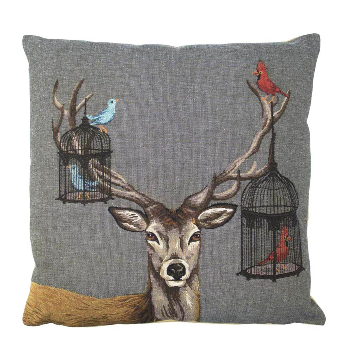 Gobelin Kissen, Funky Deer, Vogelbauer, 45x45cm, Mars & More