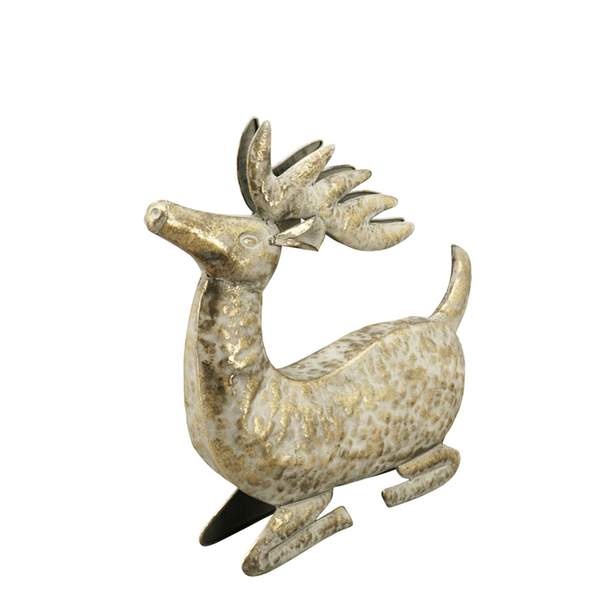 Deko Rentier Weihnachten, Hirsch Dore sitzend, gold antiklook, 43x47cm, Metall