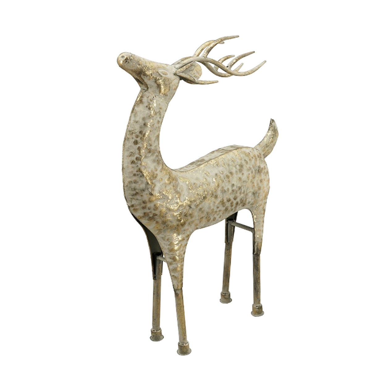 Deko Rentier Weihnachten, Hirsch Dore, stehend, gold antik, 67cm, Metall