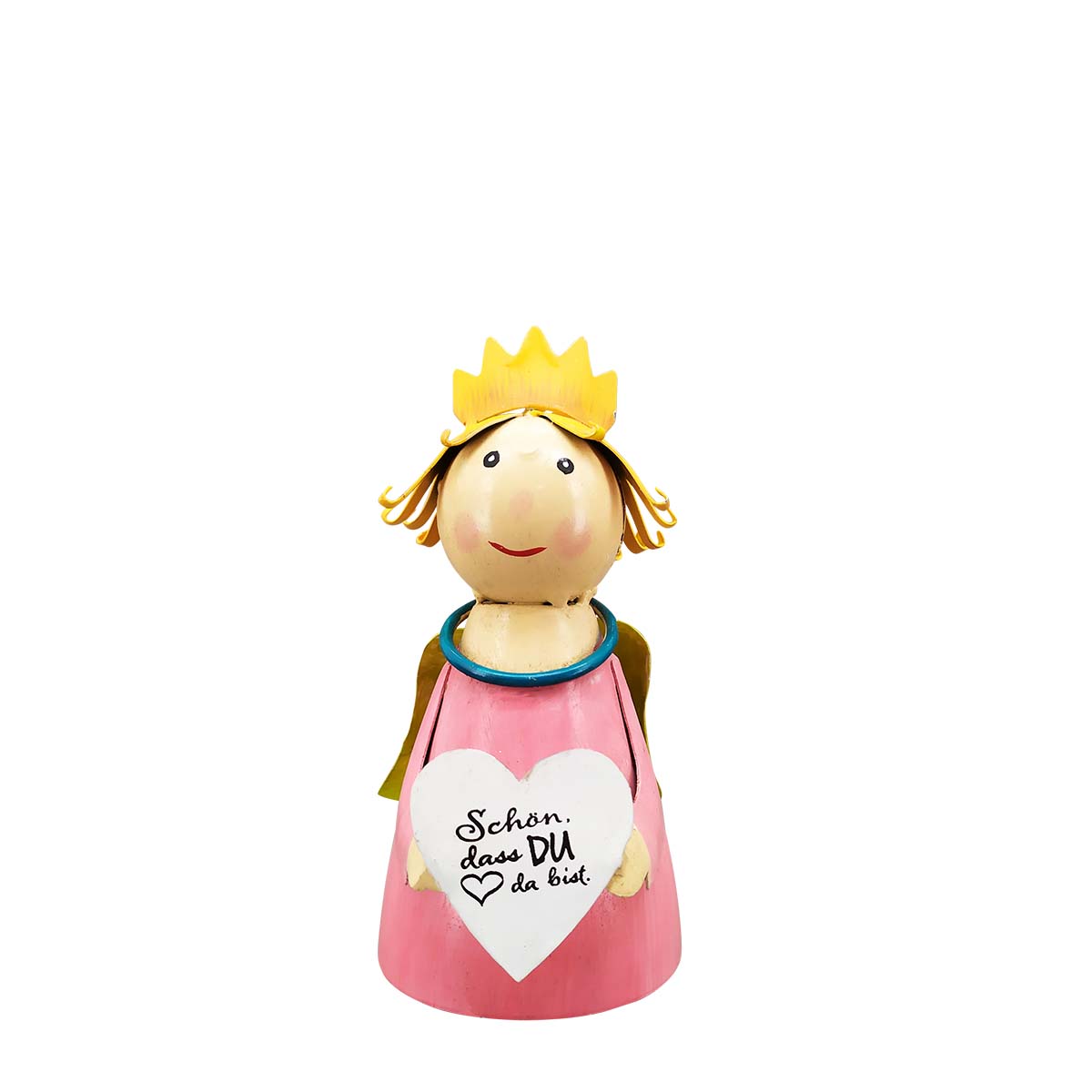 Zaunhocker Engel, Schutzengel mit Schild: Schön, dass du da bist, 9x16cm, Metall