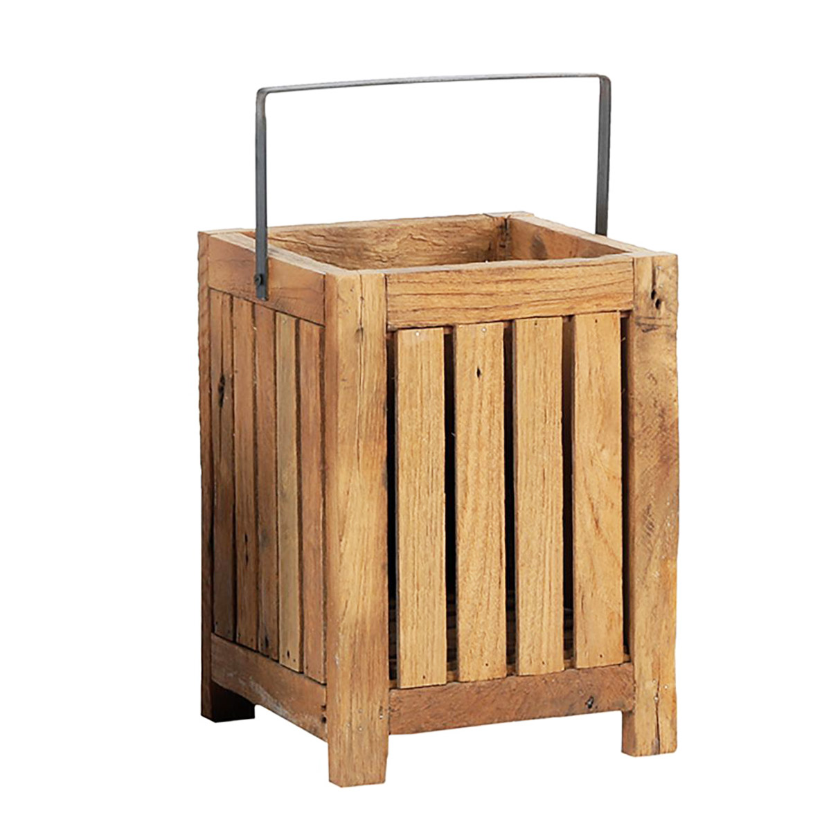 Windlicht Naturholz, Laterne Sharon mit Henkel, 30x30cm, WMG Grünberger