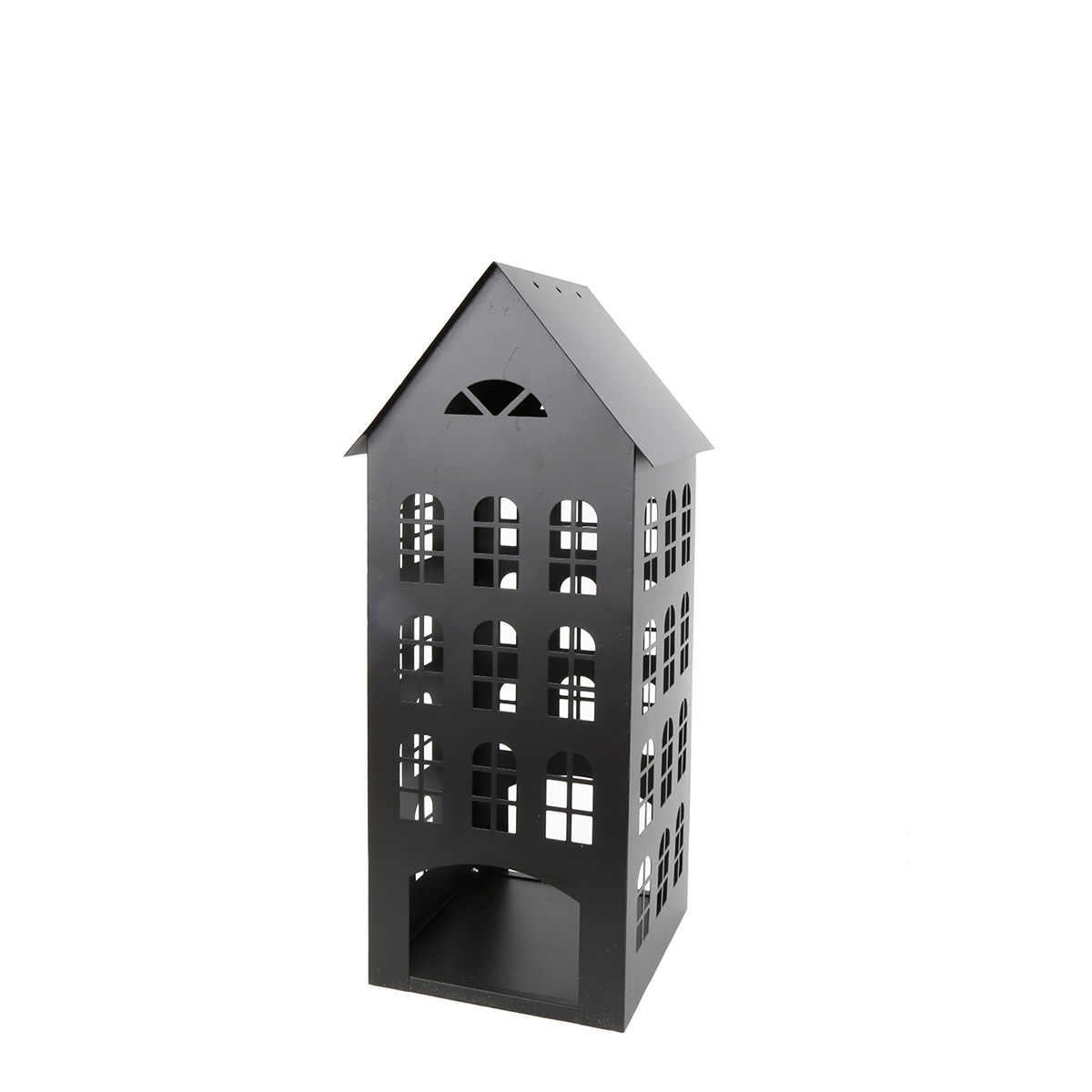Deko Laterne Haus, Metalllaterne Haus schwarz, 45cm