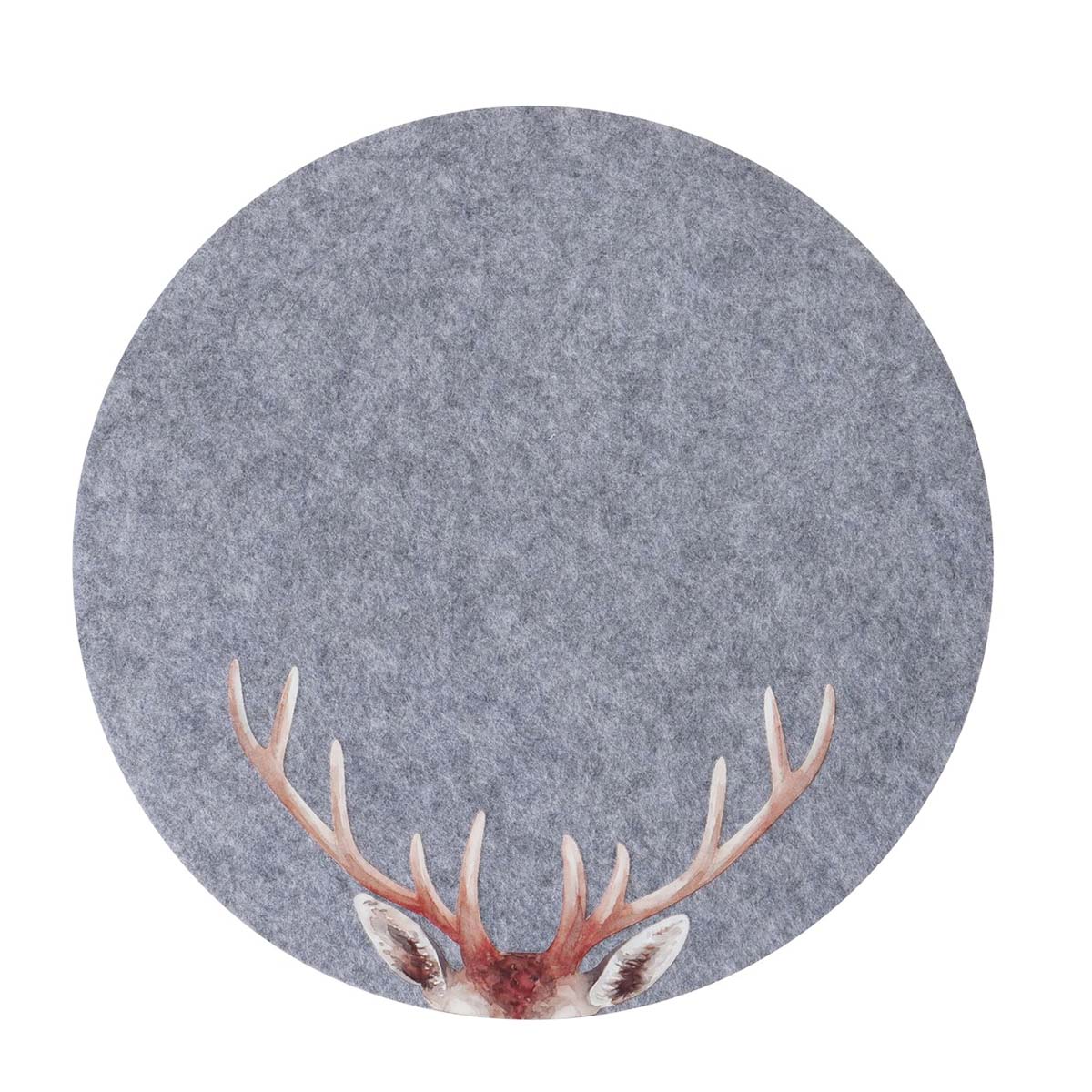 Filz Tischset Hirsch Aspen, Hirschgeweih, dunkelgrau, Ø38cm, Boltze Home Collections