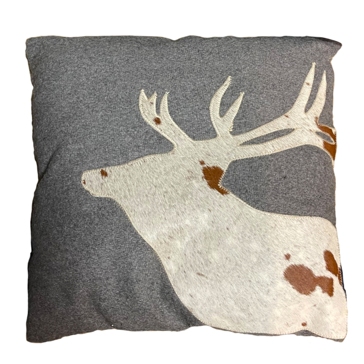 Filz Wolle Kissen, Hirsch Kopf, grau, 45x45cm, Mars & More