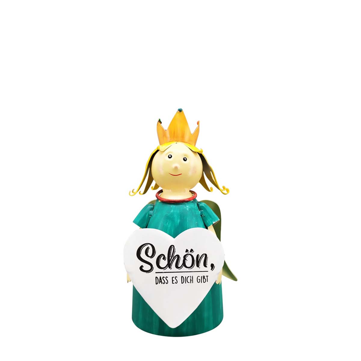 Zaunhocker Engel, Schutzengel mit Schild: Schön, dass es dich gibt, 13x21cm, Metall