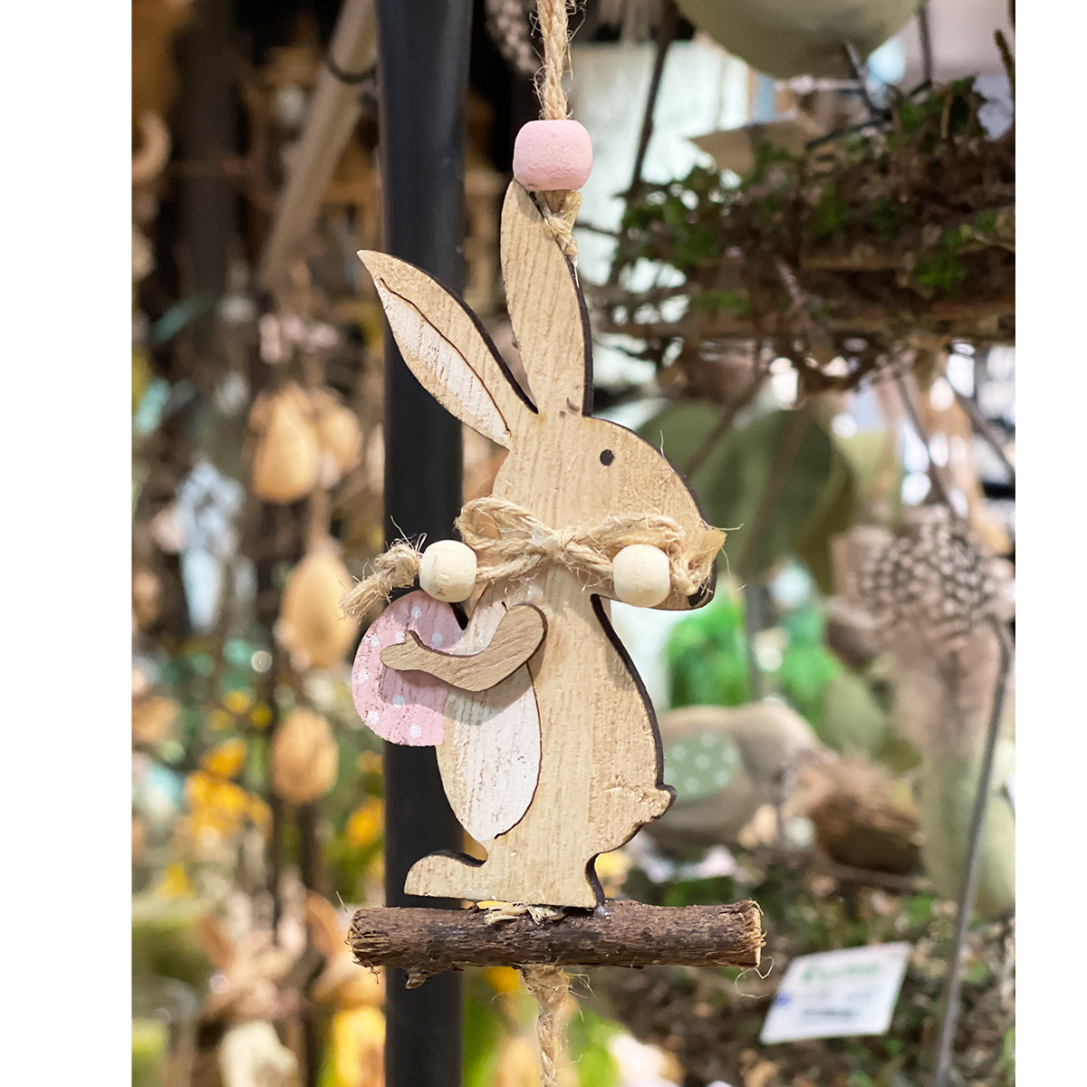 Deko Holzgirlande, Hase mit Ei, Hänger