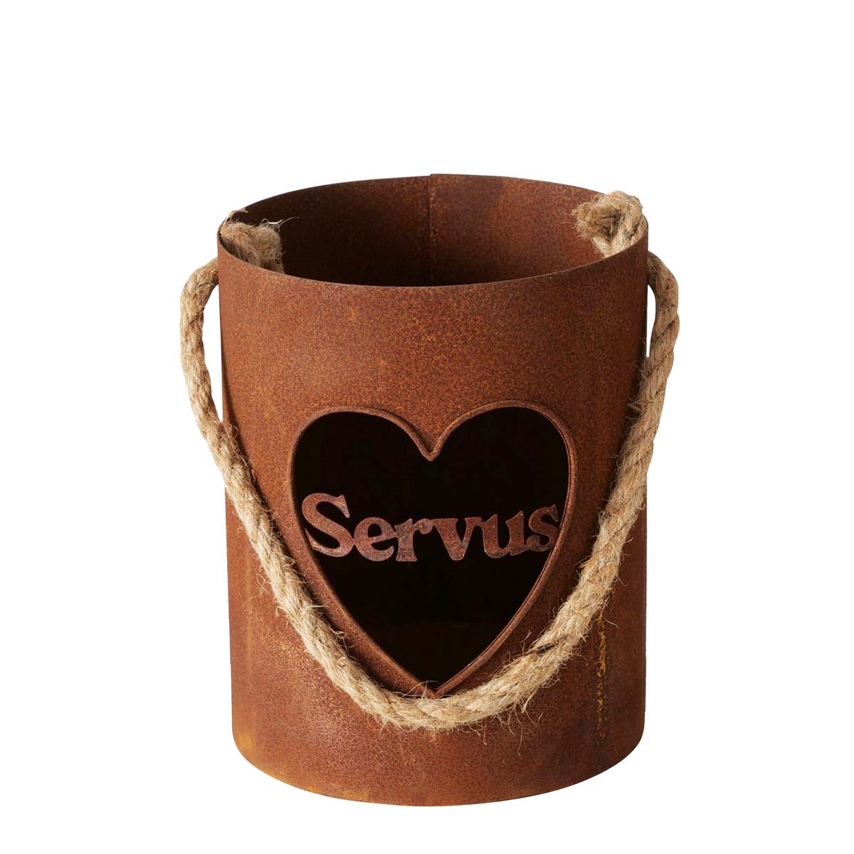 Rost Windlicht Grüß Gott, Windlicht mit Herz und Spruch, 15x12cm, Boltze Home Collections