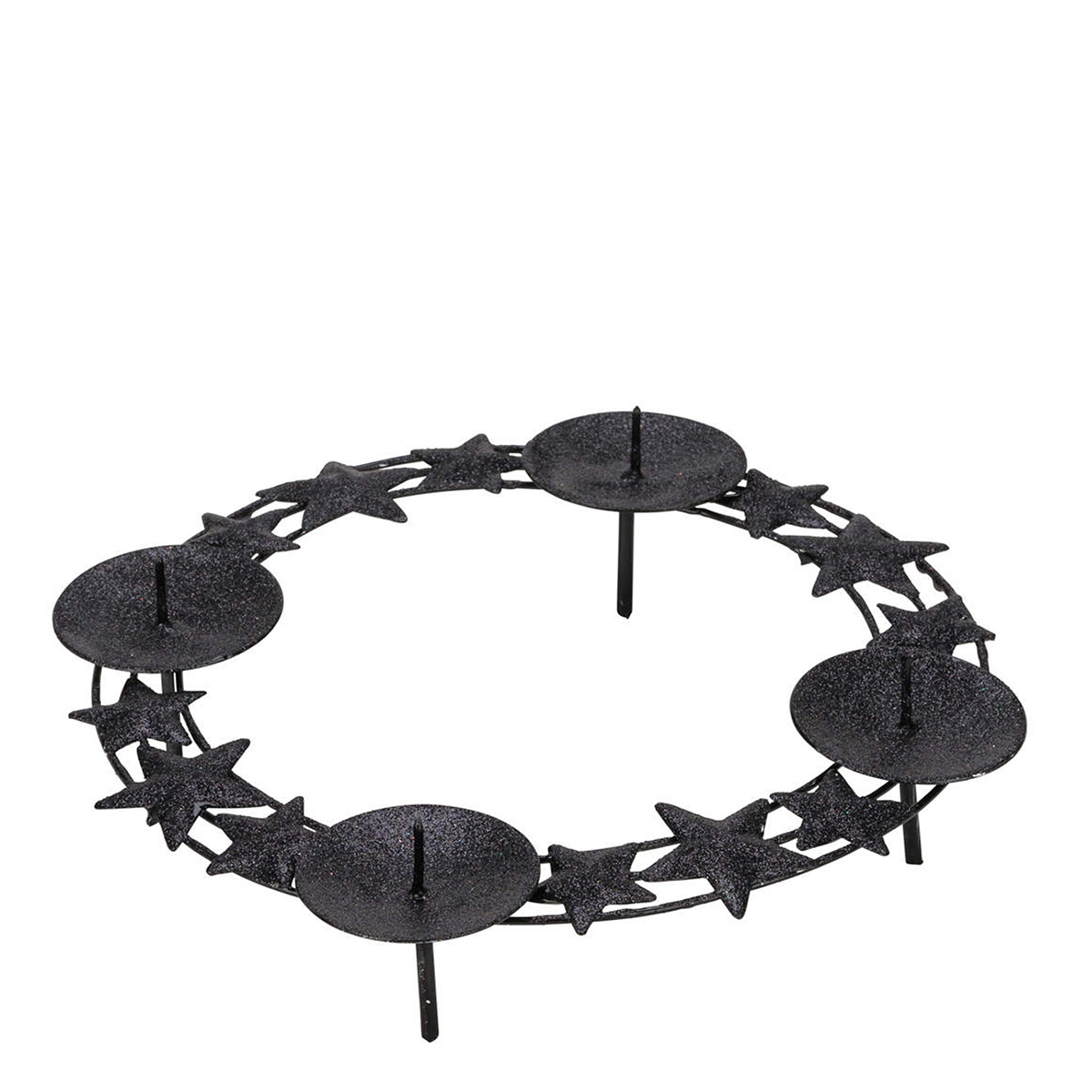 Adventskranz Sterne schwarz Metall Ø 24cm